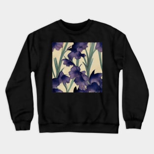 Dark Purple Iris Chiyogami Pattern Crewneck Sweatshirt